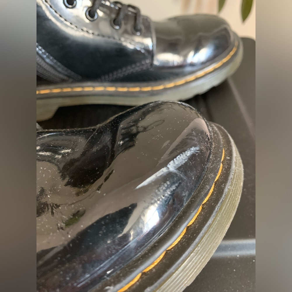 DR MARTENS JUNIOR 1460 DELANEY BLACK PATENT LEATHER LACE UP ZIP BOOTS size 5 - Picture 6 of 9